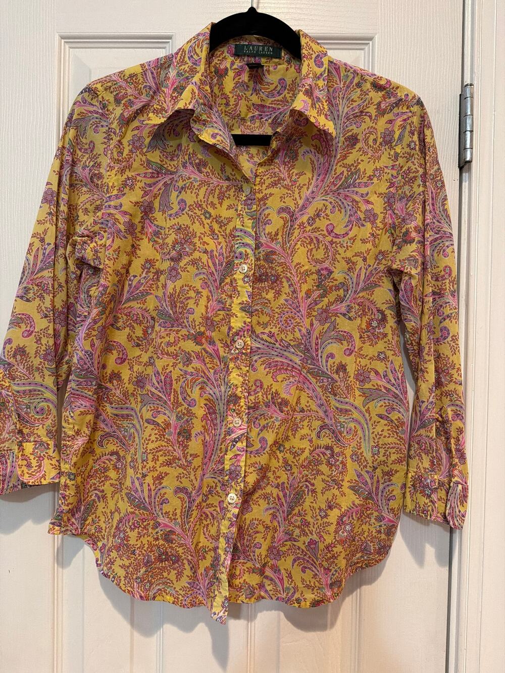 Lauren Ralph Lauren Yellow Paisley button up shirt